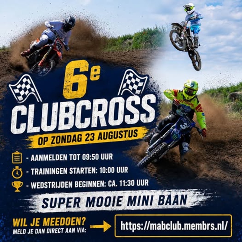 Op Zondag 23 augustus 6e Clubcross MAB Club Texel