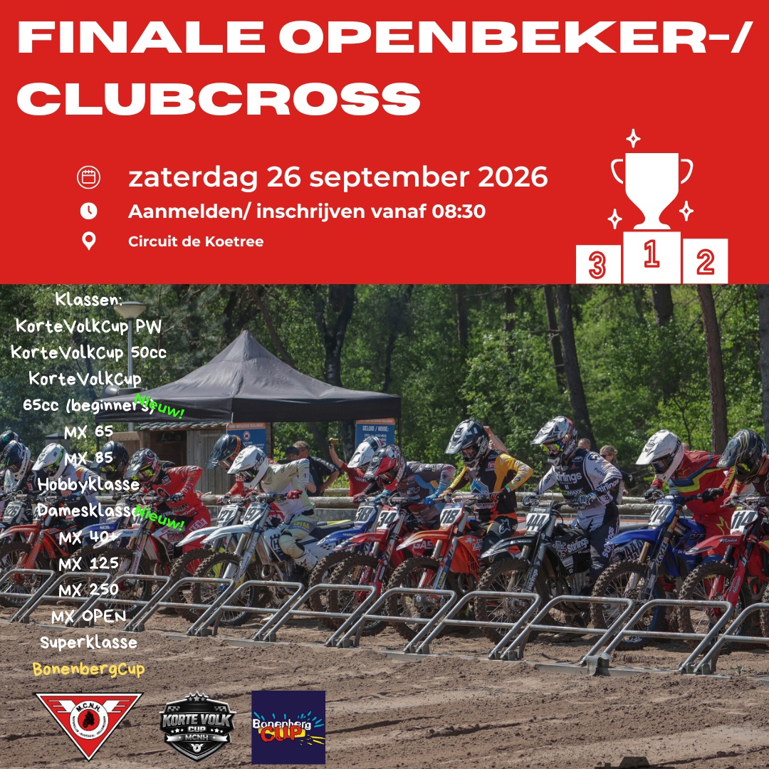 Finalewedstrijd Open Beker-/ Clubcross Hellendoorn zaterdag 26 september 2026
